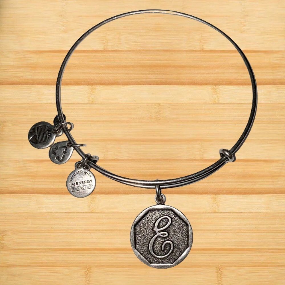 Alex And Ani Initial E Charm Bangle Bracelet - image 3